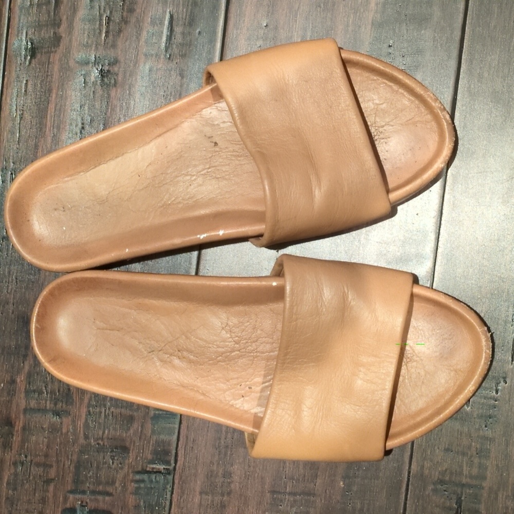 Tan Women's Slide Sandals Beed